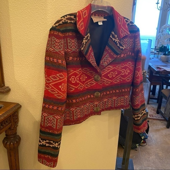 Vintage PAINTED PONY Women Aztec Print Boho Jacket Size Medium-Made in USA - Picture 2 of 9